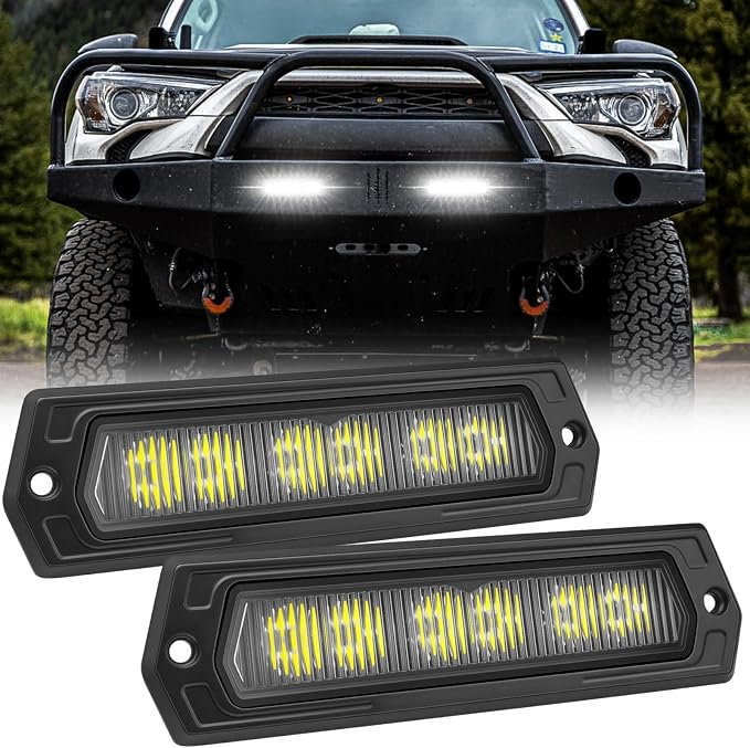 Flush Mount Pod Lights Flood 7 Inch CREE LED Light Bar Flood Driving Flush Mount Reverse Light Waterproof Work Lights for Truck Wrangler F150 Toyota Ram Chevy GMC SUV ATV UTV