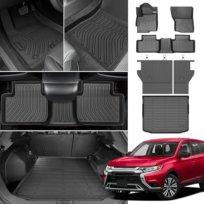 Floor Mats for Mitsubishi Outlander Sport 2011-2024, Outlander Floor Mats | Custom Fit Floor Liners & Seatback Mat & Cargo Liner, TPE Non-Slip Waterproof Summer Winter Outlander Sport Mats Accessories