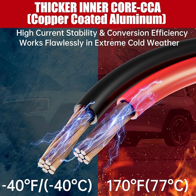 0 Gauge 30 FT Heavy Duty Jumper Cables for Car Battery, 1000Amp Quick Connect Booster Cables for Jump Starting Dead or Weak Batteries, Suitable for 8L Gas & 6L Diesel, Carrying Bag Included