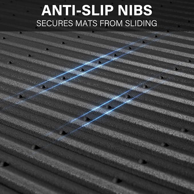 CAR PASS Rubber Floor Mats, All Weather Full Set 4-Piece, Waterproof Automotive Mats Trim to Fit Most Cars Sedans SUVs Vans, Heavy Duty Anti-Slip Easy Clean, All Black