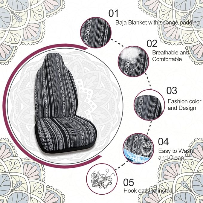 uxcell Universal Black Bucket Seat Cover Protector Pad for Auto Car SUV