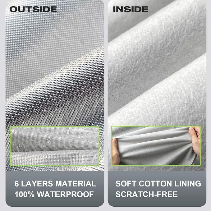 KouKou Car Cover Custom Fit for Lexus IS250 IS300 IS350 (2005-2026), 6 Layers Waterproof All Weather for Automobiles Full Exterior Cover Rain Sun Snow Protector with Door Zipper. Silver