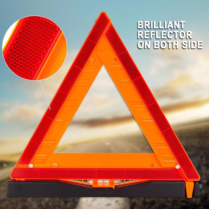 CARTMAN 12PK DOT Warning Triangles with Empty Base & Storage Case | No pre-filled sand, fill sand yourself for stability, high visibility reflectors meet US FMVSS 571.125 safety specs