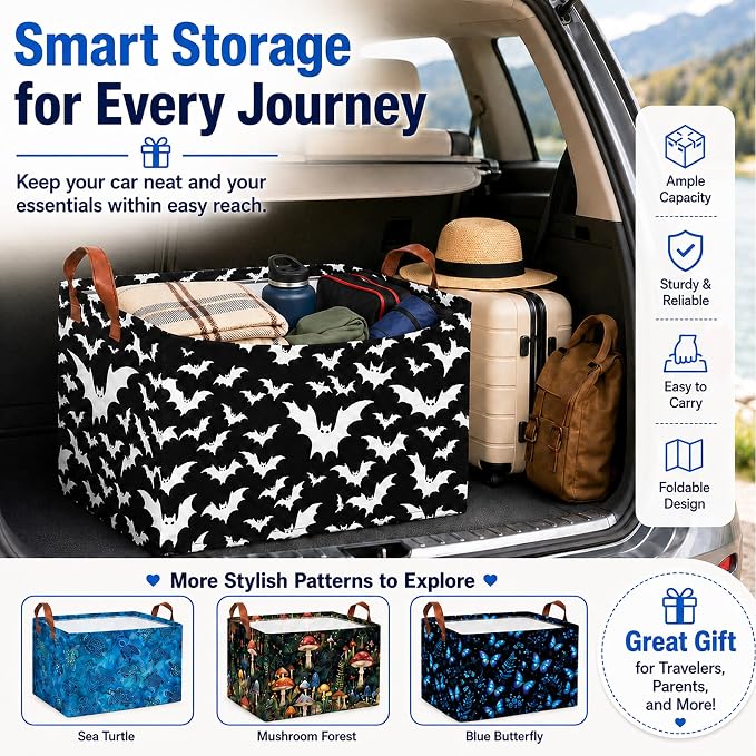 Alien Car Trunk Organizer 20L Collapsible Auto Storage Basket with Handles | Waterproof Reusable Shopping Grocery Bags for SUV Truck, Green Aliens Cars Boot Organizer Gifts for Women Men Drivers