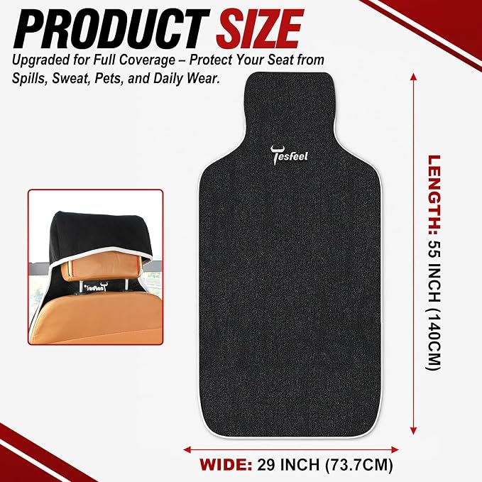 Car Seat Cover Towel 2PCS, 1200g Ultra-Thick Absorbent Terry Cloth Seat Protector for Post-Gym Sweat & Beach,Universal Fit for Sedans SUV Trucks,Machine Washable Interior Protection (Black)