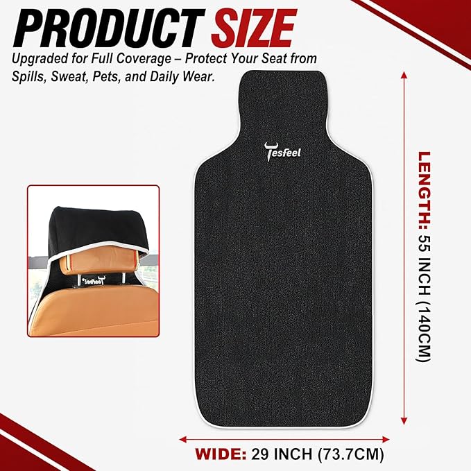 600g Ultra-Thick Car Seat Cover Towel,Heavy-Duty Absorbent Terry Cloth Sweat Protector for Gym,Beach&Athletes,Eco-Friendly Universal Fit for Sedans,SUV & Trucks,Non-Slip Machine Washable-Black