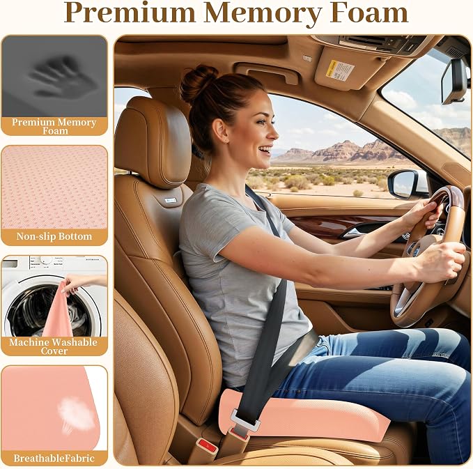 TranquilRelax 2XL Seat Cushion, Memory Foam Cushion for Long Sitting Hours on Office Chair, Car Seat, Non-Slip Chair Pad for Sciatica, Coccyx, Tailbone Pain Relief & Post-Surgery Recovery (Pink)