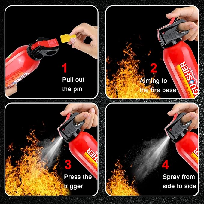 Upgrade Fire Extinguisher for Home, 4Pack Car Fire Extinguishers with Mount, | 8 in 1 Portable Kitchen Fire Extinguishers for A, B, C, K Category, 620ml Mini Fire Extinguisher for Truck Boat