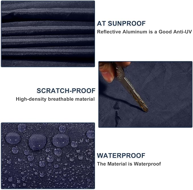 ACROPIX Car Cover Waterproof All Weather Full Exterior Cover Rain Hail Sun Protector Car Cover Navy Blue Fit for Toyota Tacoma Crew Cab 4DR 6.1FT with Door Zipper - Pack of 1