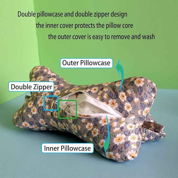 Neck & Cervical Pillows Dog Bone Shaped Travel Neck Pillows With Washable Removable Cover Have Loops On Either End For Car Bus Truck Driving Comfort Head Rest Support Neck Chiropractic Pillow ( Color