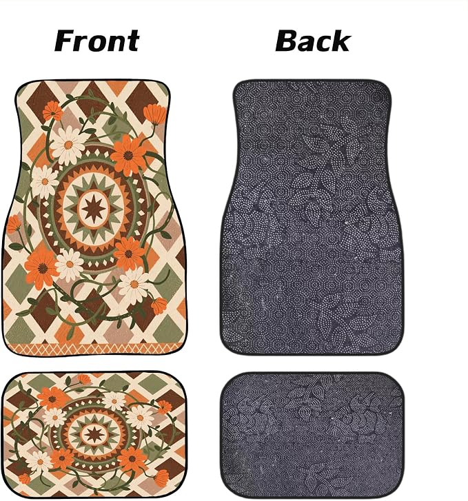 Car Floor Mats Non-Slip Automotive Floor Mats All-Weather Front Rear Car Floor Foot Mat Sets of 4 Pieces Foot Mats Rugs Carpet for Car Trucks SUV Sedans (Orange)