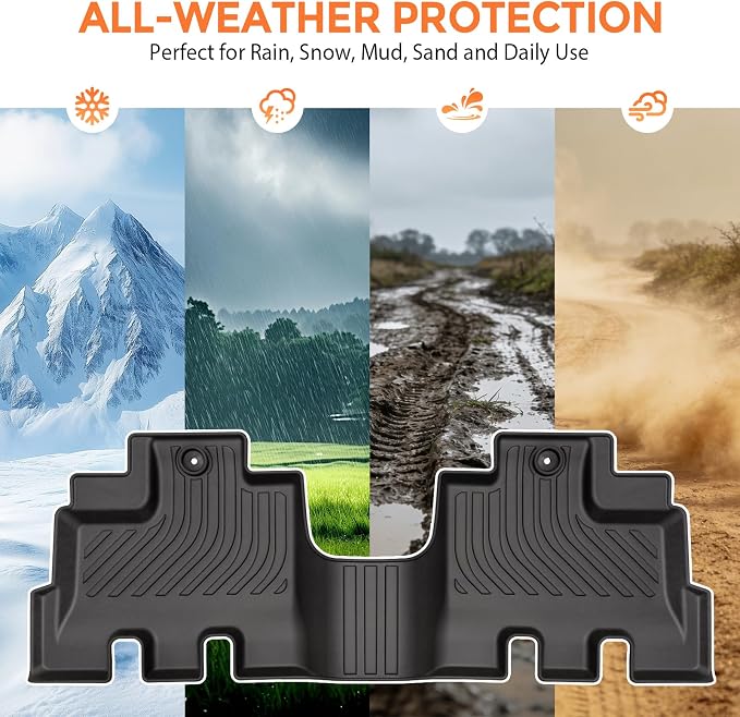 Floor Mats for Jeep Wrangler JK Unlimited 4 Door 2014-2017 | (Not for JL, 4XE or 2 Door), Custom Fit Heavy Duty TPE All Weather Protection, Waterproof Non-Slip Black (Two-Row Floor Mats)