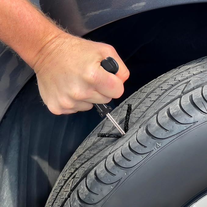 Slime Rugged Tire Plug Kit 20504 Quick & Easy Repair for Flat Tire Puncture, Ideal for ATVs, wheelbarrows, Lawn mowers and Other tubeless Off-Road Tires, 28-piece kit