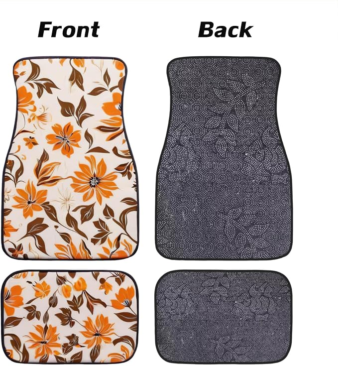 Car Floor Mats Non-Slip Automotive Floor Mats All-Weather Front Rear Car Floor Foot Mat Sets of 4 Pieces Foot Mats Rugs Carpet for Car Trucks SUV Sedans (Fall-01)