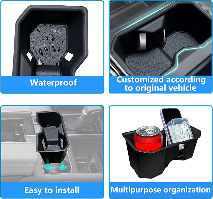 Cup Holder Insert for Toyota Tundra Accessories 2022 2023 2024 2025 2026 (SR/SR5/Limited/TRD Pro Only) Center Console Cup Holder TPE Drink Bottle Holder Organizer Cupholder Protector