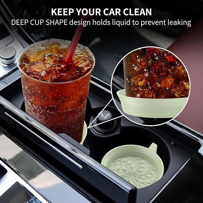 ME.FAN Car Cup Coasters [4 Pack] Silicone Cars Coasters - Universal Non-Slip Recessed Interior Accessories - Cup Holder Inserts Desert Sage