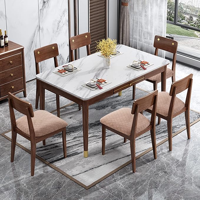Genina Waterproof Seat Covers for Dining Room Chairs, Stretch Chair Covers Removable Washable Dinning Room Kitchen Chair Seat Cushion Slipcovers (Argyle-Khaki, 6 PCS)