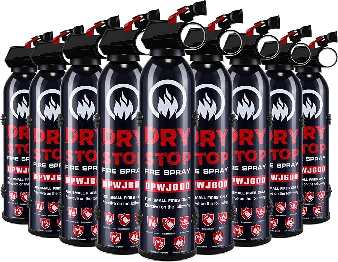 9pcs Fire Extinguisher for Home - Dry Stop Fire Extinguisher Spray, 600g Dry Chemical Fire Extinguisher for Kitchen, Car & Home | Portable, Fights Grease, Electrical & Vehicle Fires