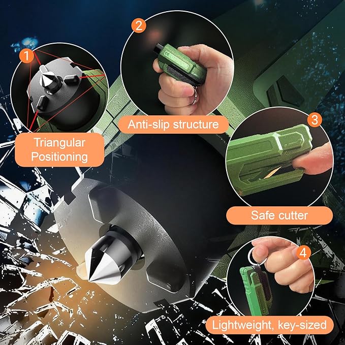 16PCS Car Window Breaker Seatbelt Cutter, Portable 2 in 1 Seatbelt Cutter and Window Glass Breaker Keychain Emergency Escape Tool for Cars