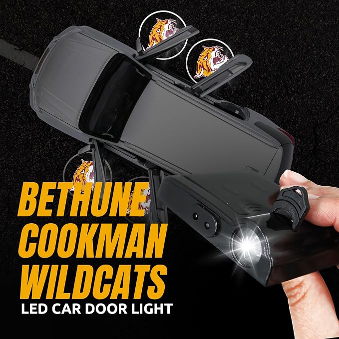 Sporticulture American Football Bethune Cookman Car Door Lights Logo Shadow Display - Officially Licensed NCAA Car Accessories - Show Your Team Pride - Battery Powered, Universal Fit