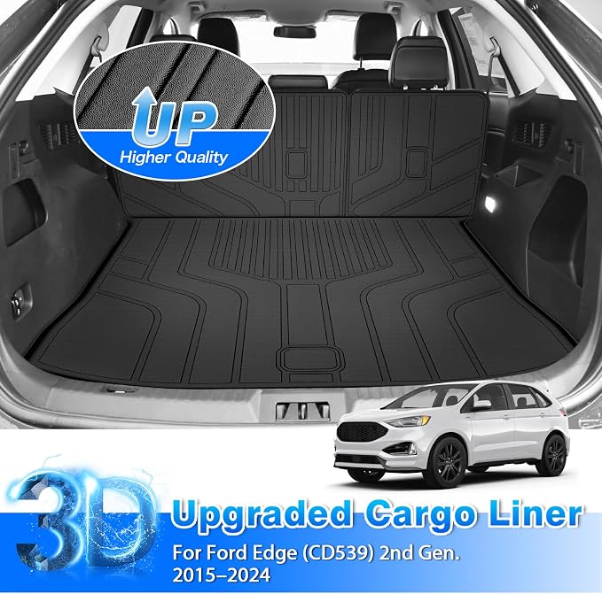 Cartist Cargo Mat Compatible with Ford Edge 2015-2024 Accessories Cargo Liner TPE All Weather Anti-Slip Odorless