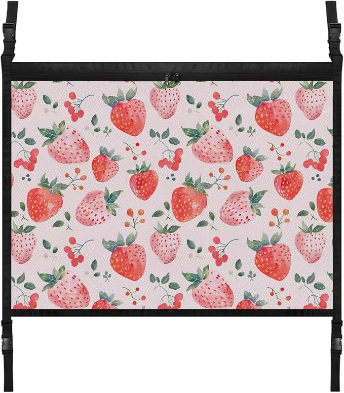 Dreaweet Strawberry Car Ceiling Cargo Net Pocket 31" x 24" Pink Double-Layer SUV Roof Organizer Ceiling Storage Net,Car Camping Cargo Net for Car,SUV,Mini Van Truck Life Accessories