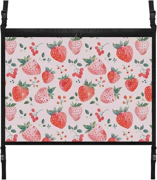 Dreaweet Strawberry Car Ceiling Cargo Net Pocket 31" x 24" Pink Double-Layer SUV Roof Organizer Ceiling Storage Net,Car Camping Cargo Net for Car,SUV,Mini Van Truck Life Accessories