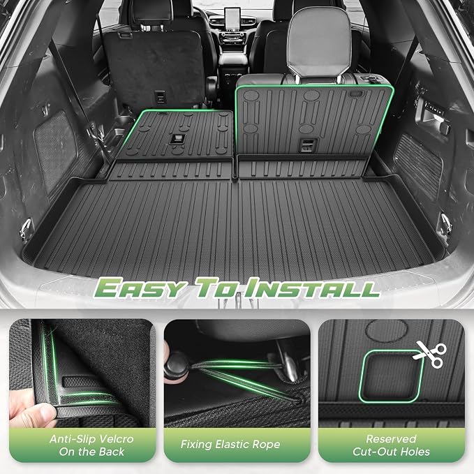 Floor Mats for Ford Explorer 2020-2025 2026 Captain Chairs (Only Fit 6 Seats), All Weather Cargo Liner for Explorer Accessories, Active/ST Line/ST/Platinum Car Accessories, Heavy Duty Car Mats