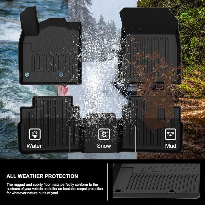 Kiwi Master Floor Mats for 2021-2026 Nissan Rogue (Not Sport) | OEM Replacement T99E4-6RR0B, Custom Fit All Weather Car Mats, Heavy Duty TPE Floor Liners, Front & Rear 2 Row Set, Black