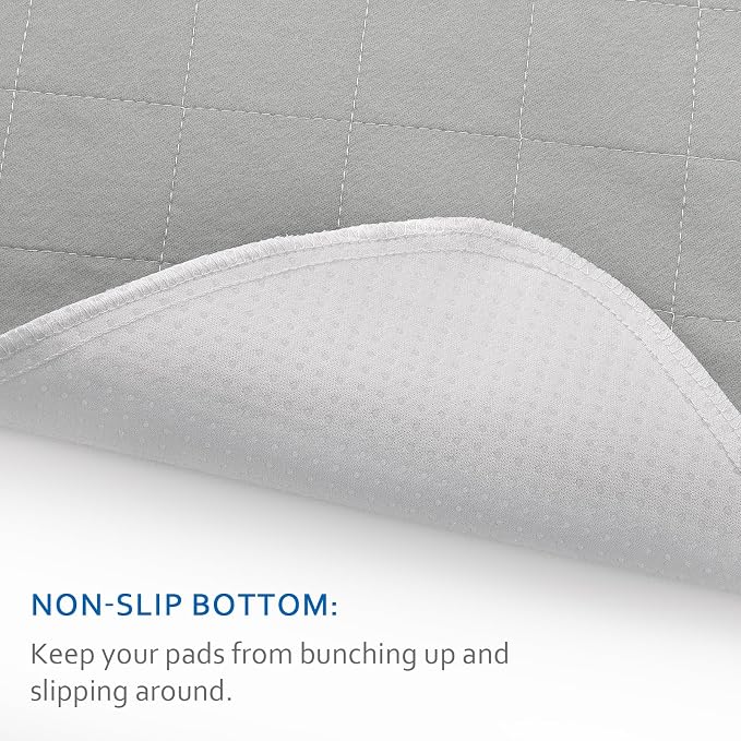 Waterproof Chair Pads for Incontinence 18" x 16", 2 Pack Non Slip Absorbent Wheelchair Reusable Seat Protector, Washable Seat Covers for Chairs, Gray