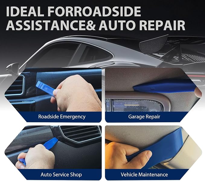 23-Piece Professional Automotive Tool Kit, Stainless Steel Car Door Repair Tool Set for Authorized Roadside Assistance, Vehicle Maintenance and Auto Service