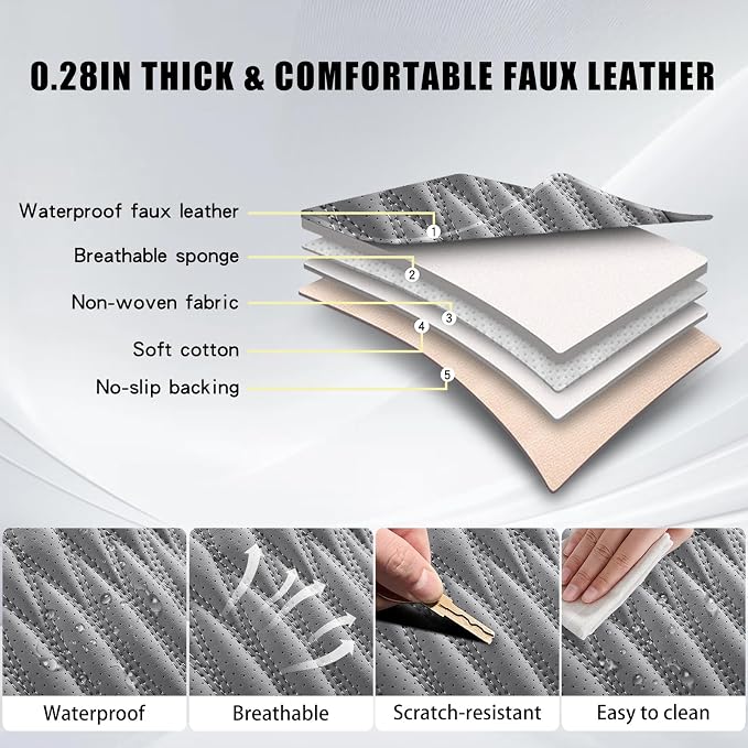 WELLDO Car Seat Covers, Gray, Full Set | Waterproof, Scratch-Resistant, Breathable & Easy to Clean, Universal for SUV Sedan Truck, w02