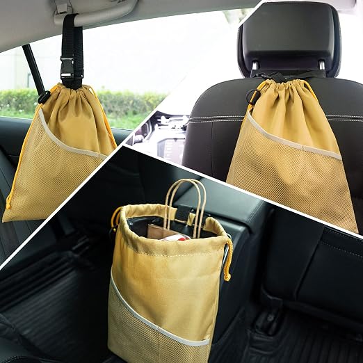 GNEGNI 2PCS Hanging Car Garbage Can - Waterproof Leakproof Trash Bag | Car Trash Can with Durable Leakproof Lining, Keeps Vehicle Clean and Neat