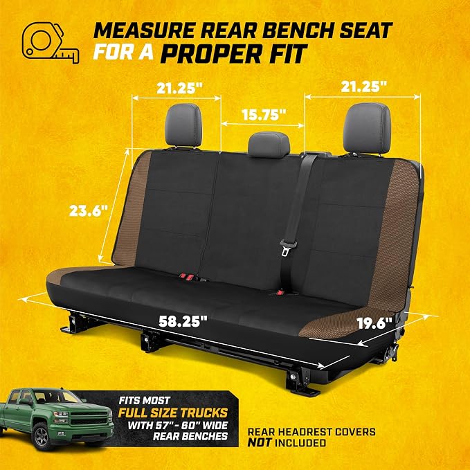 CAT MeshFlex Seat Covers Full Set for Full-Size Pickup Trucks Only - Brown | Front Bucket Seat Covers & 60/40 Split Rear Bench Protector – Interior Accessories For F-150, Silverado, Ram, Sierra & Tundra