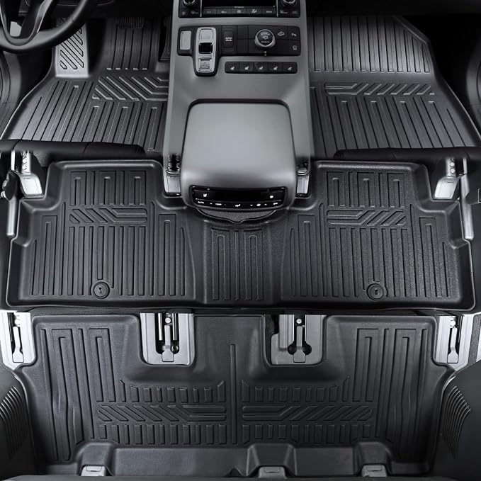 GALVAGNIATE Floor Mats for Hyundai Palisade 2020-2025, All Weather Floor Mats Trunk Cargo Liner with Backrest Protectors Accessories, Full Coverage Set (Fit 7/8 Seats)