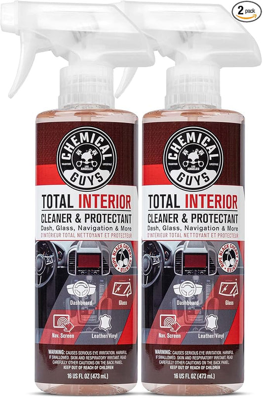 Chemical Guys, Total Interior Cleaner & Protectant, Black Cherry, 2 x 16 oz | Cleans dash, leather, vinyl, plastic, glass and fabric in one step, residue-free, black cherry, two pack