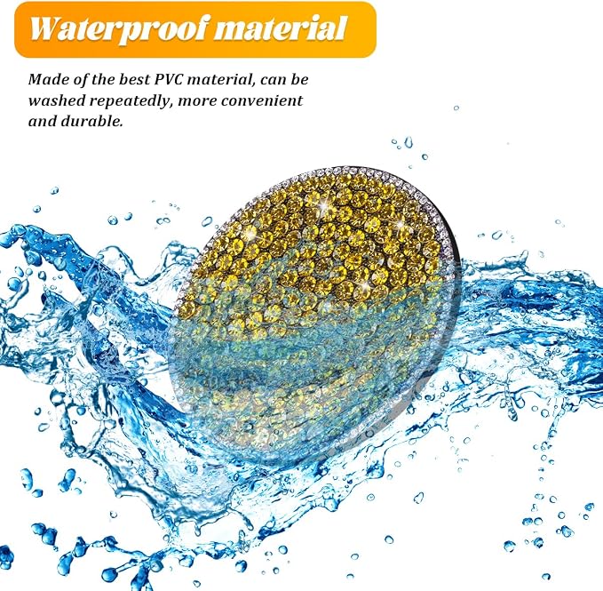 Bling Car Cup Holder Coaster, 2PCS 2.75 Inch Crystal Rhinestone Anti Slip Vehicle Drink Cup Mat for Women Girls, Auto Interior Embedded in Ornaments. Universal for SUV RV Truck (Yellow)