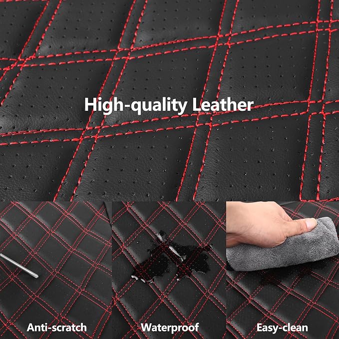 HChengkikz Front Car Seat Cover, Waterproof Nappa Leather (Black + Red) | Breathable, Airbag compatible, Easy to Install, Universal Fit for Most Cars, Sedans, SUVs, Vans, Trucks