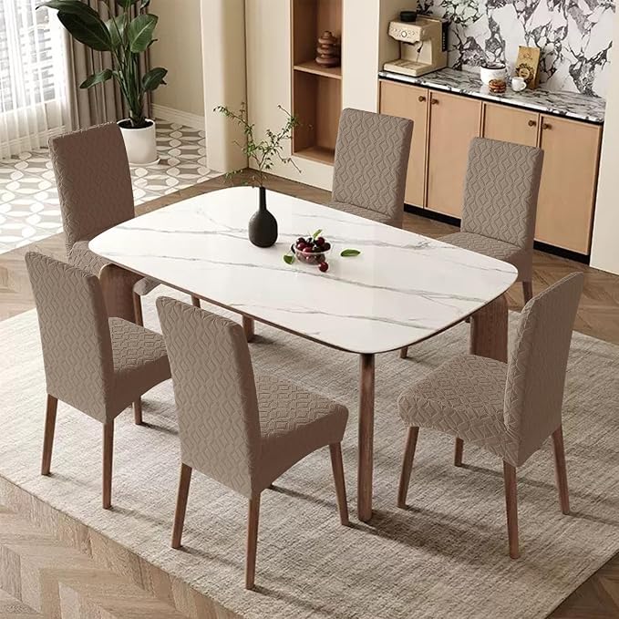 Genina Waterproof Chair Covers for Dining Room Set of 4, Removable Washable Chair Slipcover Protectors, Taupe
