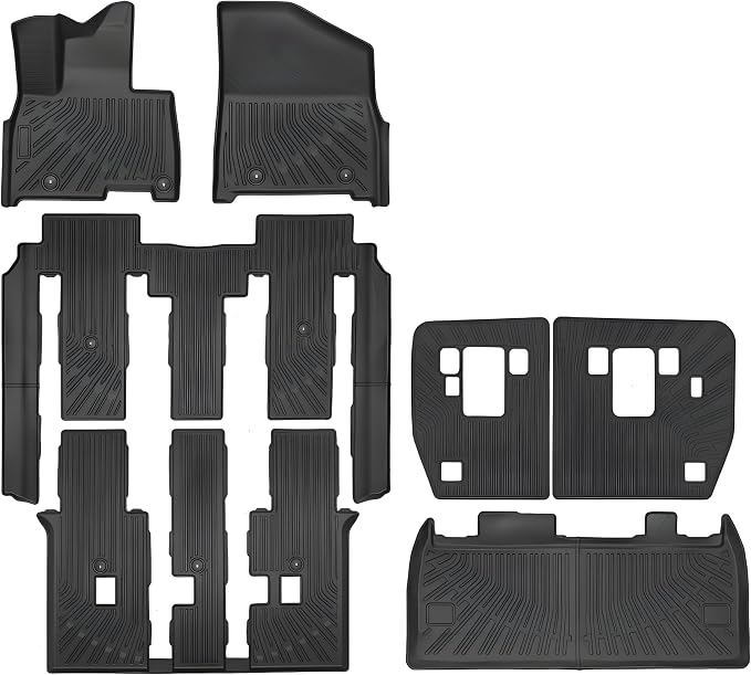 Priprilod Floor Mats Compatible with Kia Carnival Hybrid 2025-2026 All Weather Protector TPE Floor Liners Custom Fit Car Mats Non-Slip，Only Fits 8 Seats; Not Fits 7 Seats&7 Seats SX Prestige