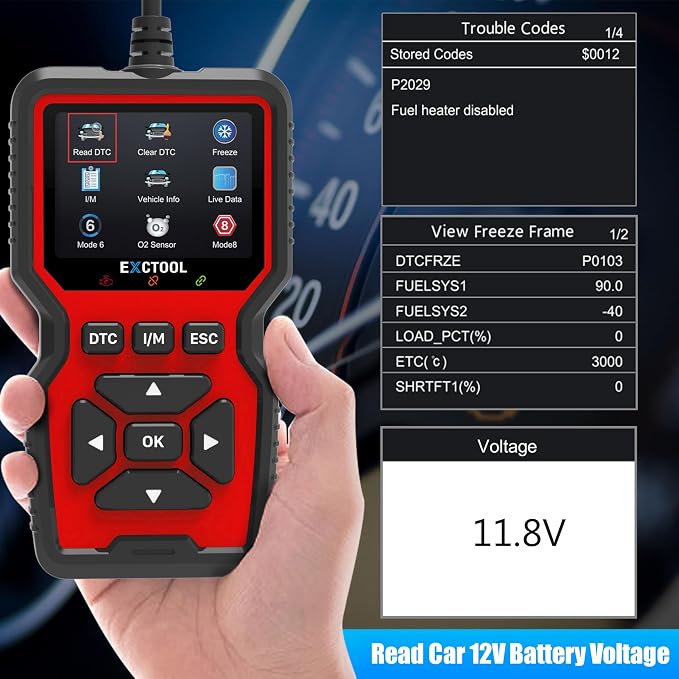 Car OBD2 Scanner Diagnostic Tool Vehicle Check Engine Light Code Reader with Reset, Live Data and Full OBD II Modes Compatible with Model Year 1996+ Cars & Light Trucks