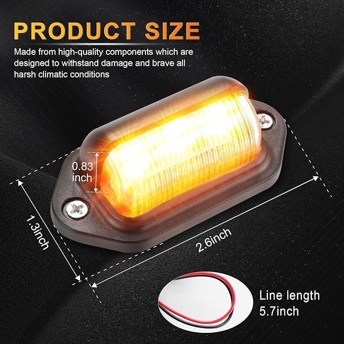 LivTee License Plate LED Light 2PCS, Universal 12V Waterproof Tag Lamp for Car Truck SUV RV Trailer Boat Van, Amber