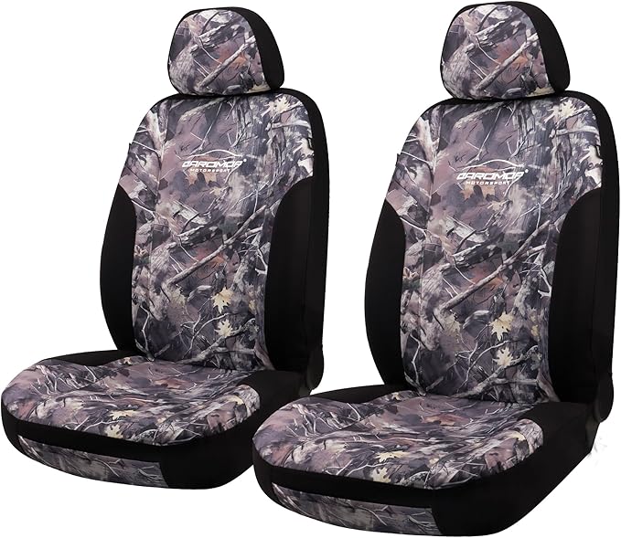CAROMOP Premium Camo Front Seat Covers – Waterproof Wear Resistant Neoprene & Oxford Fabric, Airbag Compatible, Universal Fit for Cars, Vans, Trucks & SUV
