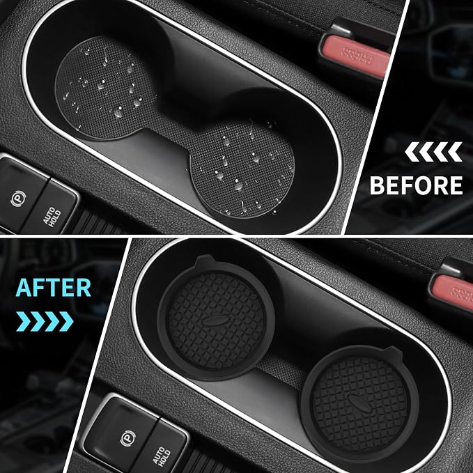 ME.FAN Car Cup Holder Coasters [4 Pack] Silicone Cups Mats, Automotive Universal Non-Slip Recessed Interior Accessories Black