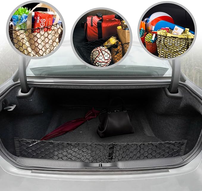 Envelope Style Trunk Mesh Cargo Net for Dodge Charger 2011-2024 - Car Accessories - Premium Trunk Organizers and Storage - Cargo Net for Sedan - Vehicle Carrier Organizer for Dodge Charger