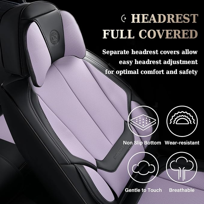 Coverado Car Seat Covers, Seat Covers for Cars, Waterproof Leather Auto Seat Protectors, Leather Car Seat Cushion, Car Interiors Accessories Universal Fit for Most Cars