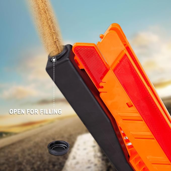 CARTMAN 12PK DOT Warning Triangles with Empty Base & Storage Case | No pre-filled sand, fill sand yourself for stability, high visibility reflectors meet US FMVSS 571.125 safety specs