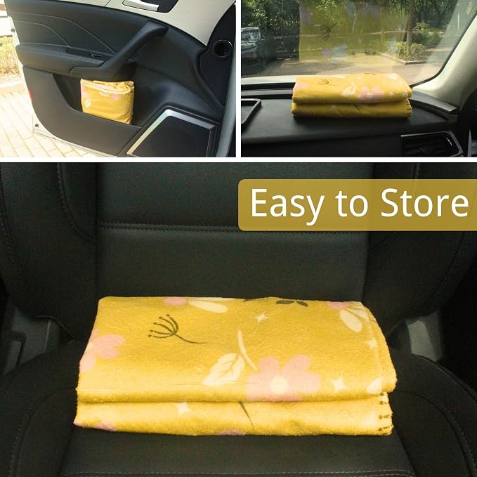 Waterproof Car Seat Cover for Front Seats, Protector for Cars SUVs Trucks, Sweat Towel Seat Covers Bucket for Gym,Workout,Beach,Hiking,Running and Swimming (Chamomile and Yellow, 1PC)