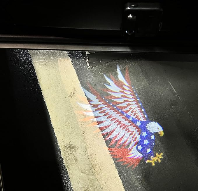 NewL 2 Pcs Led Car Door Welcome Projector Light for USA America Flag Eagle | Clear ghost shadow projection, no damage to wiring, easy to install on car doors, universal fit for most vehicles