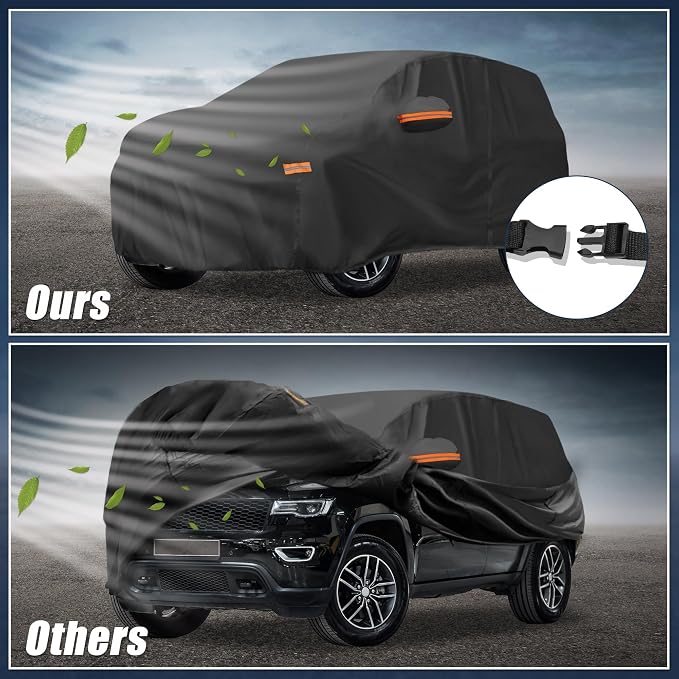 X AUTOHAUX Car Cover for Jeep Grand Cherokee 210D-PU Outdoor Full Car Cover All Weather with Door Zipper for Waterproof Windproof Sun Rain Snow Protection